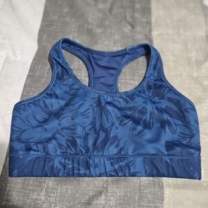 Women's Blue Floral Sports Bra